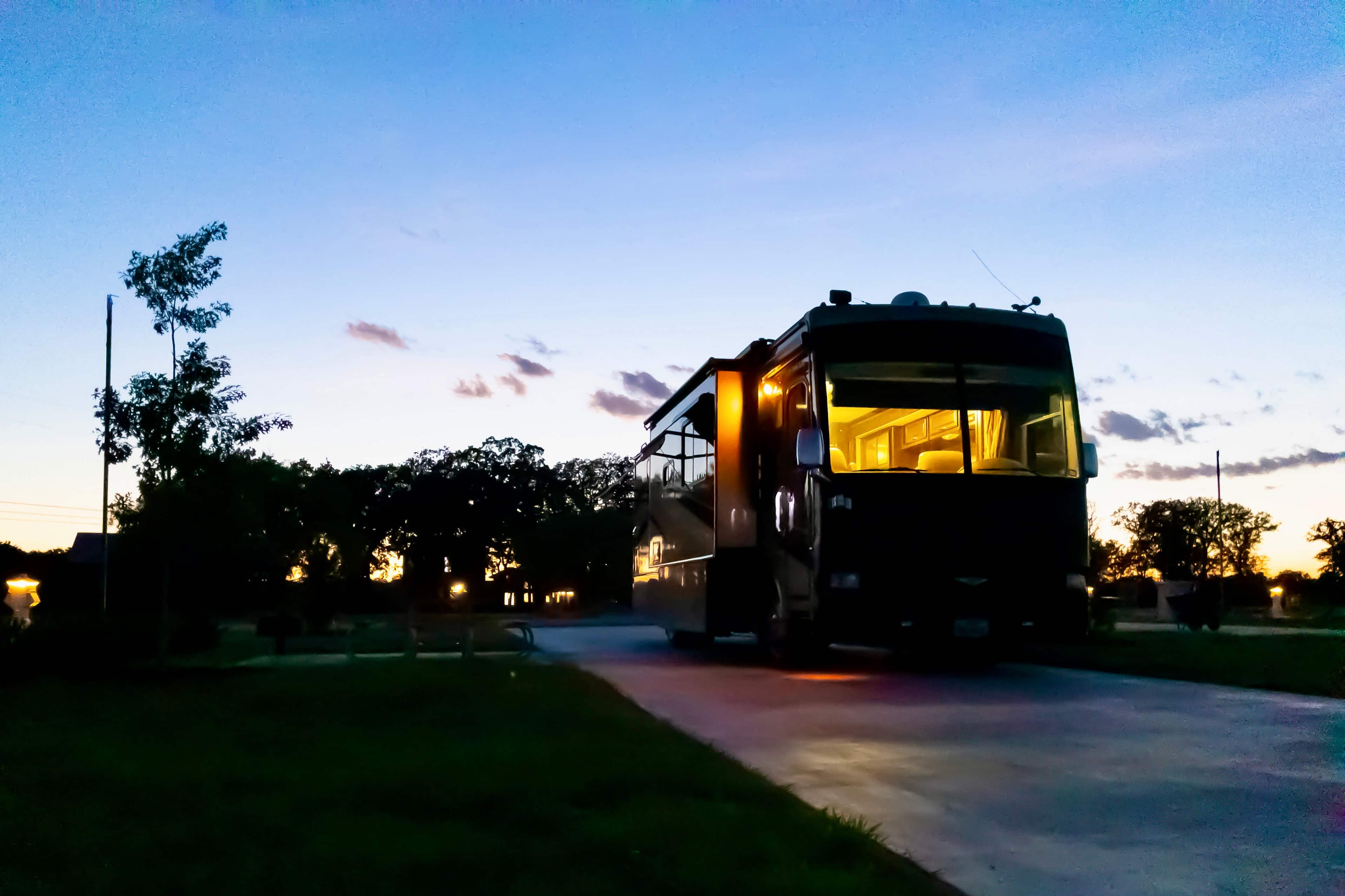 NIghttime Photo of a Premium SIte. Super Premium Sites just have more privacy when it comes to road noise.