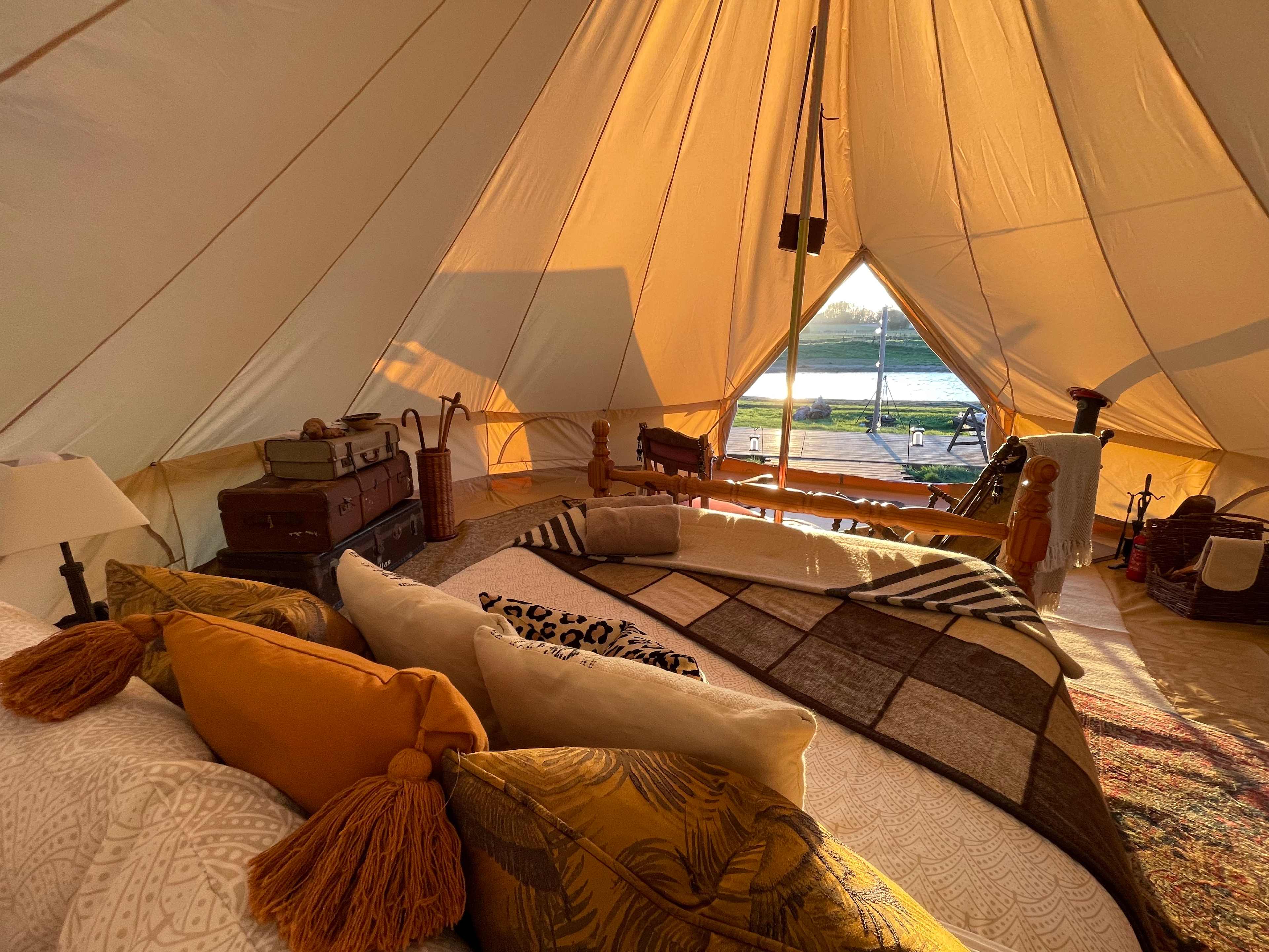 View of pond from bed