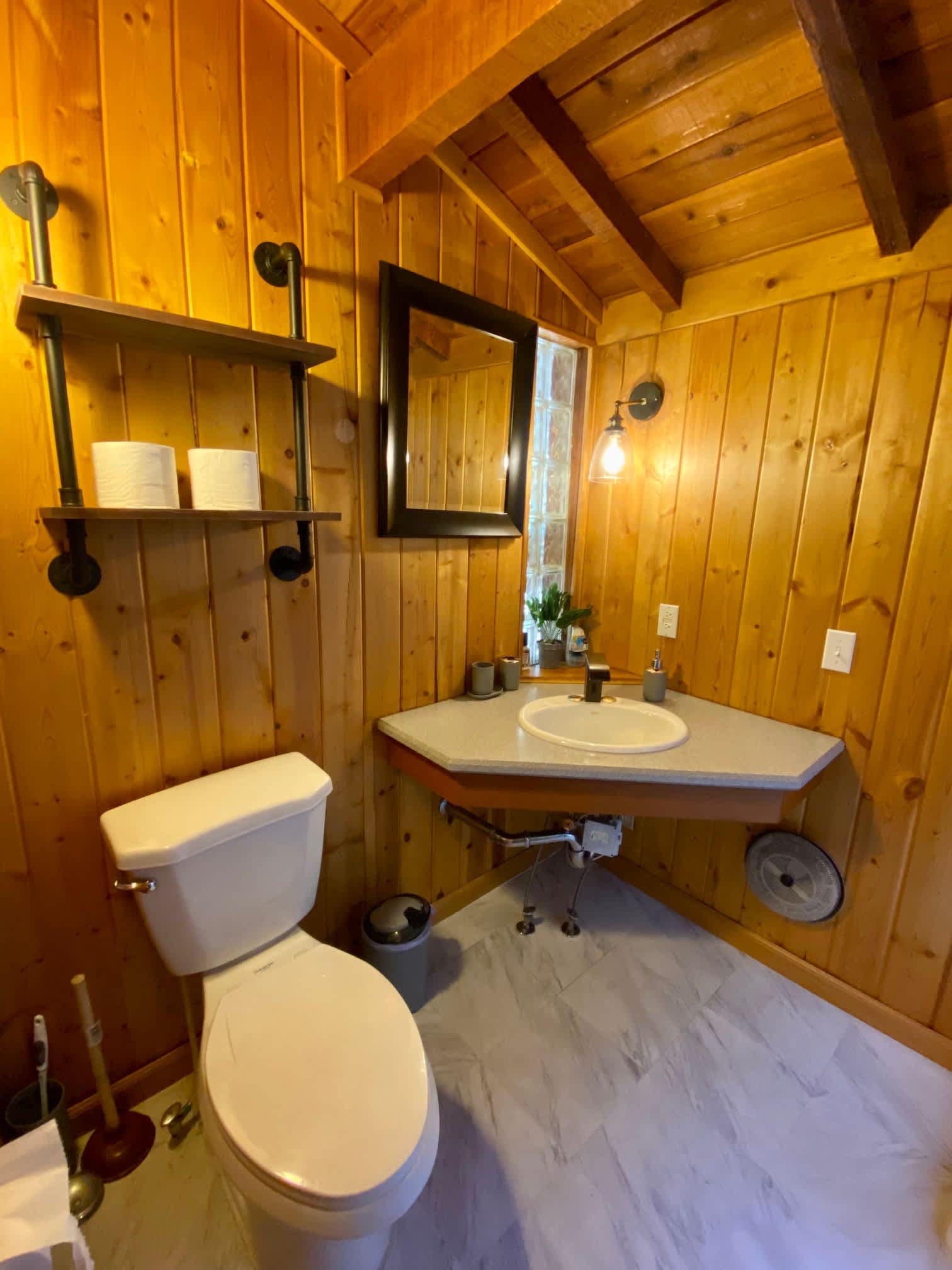 Newly remodeled bathroom with walk in shower
