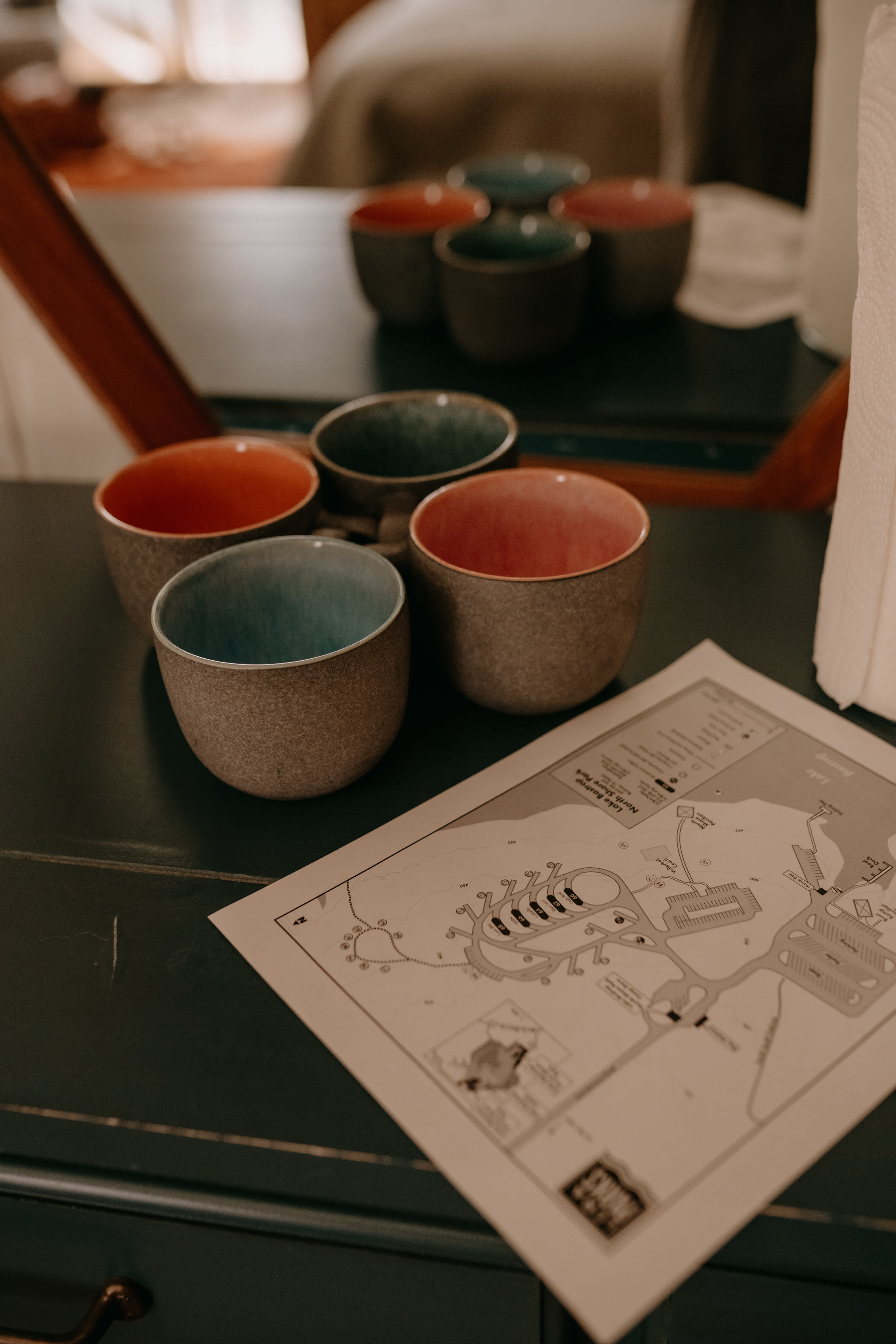 Coffee cups and site map