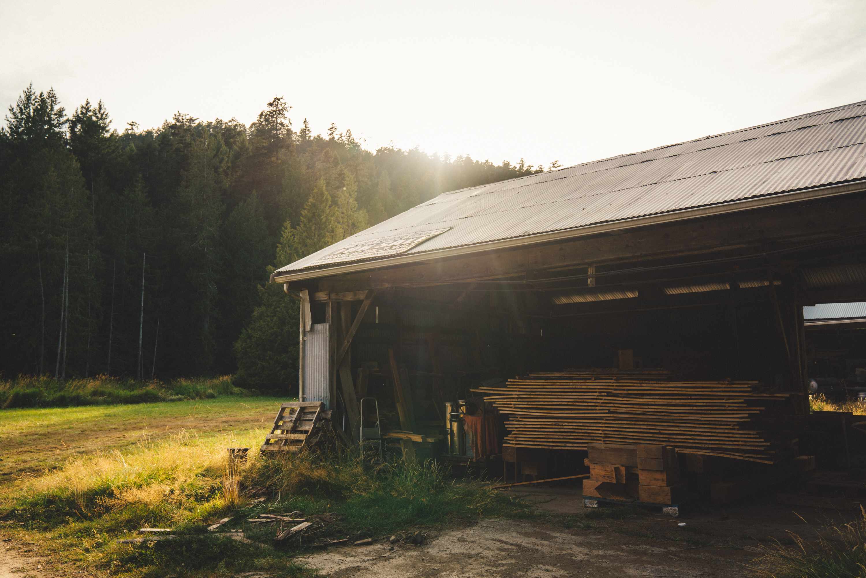 The barns bordering the former airstrip. 