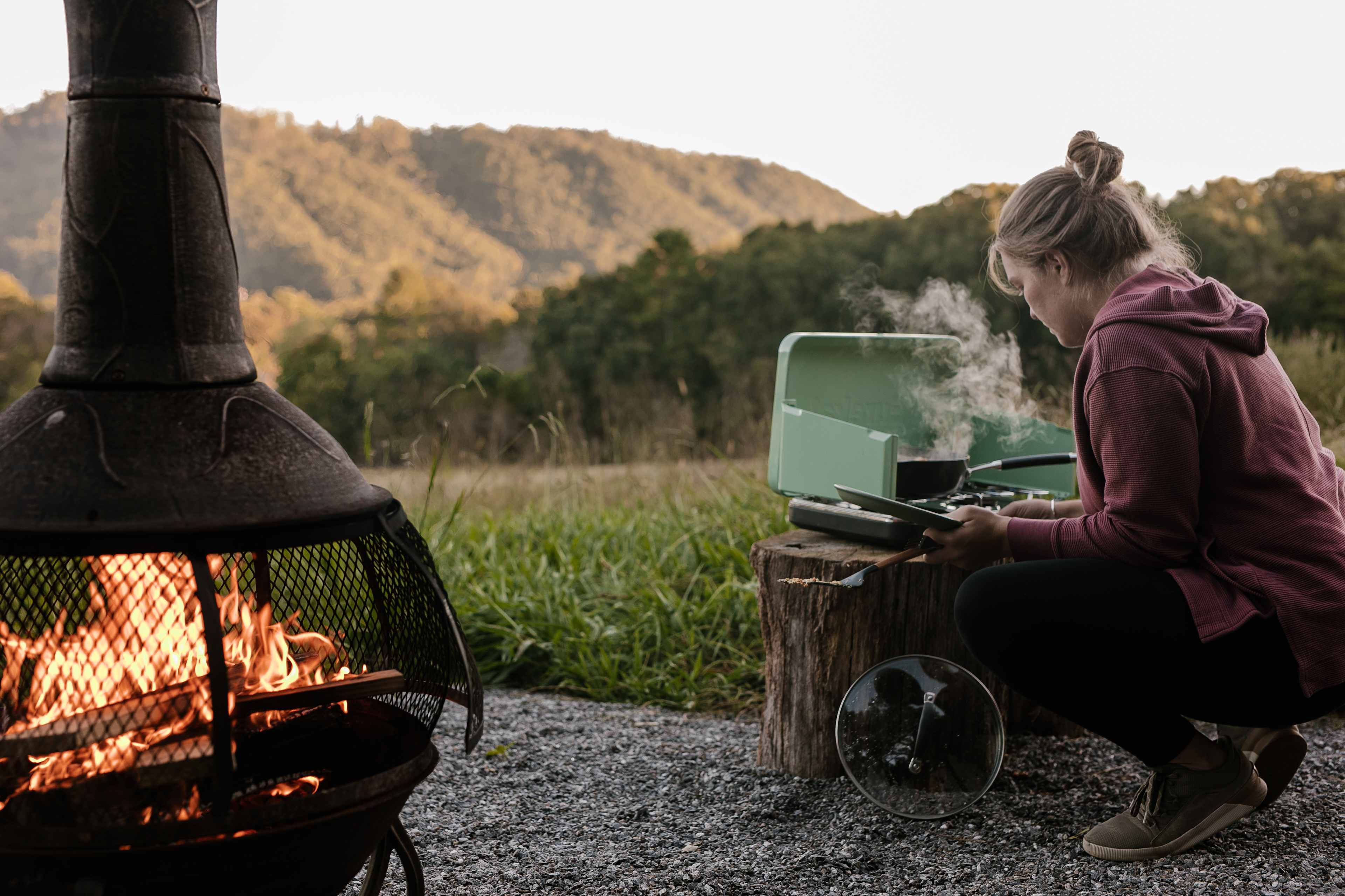 Always love cooking outside, especially with that view! 
