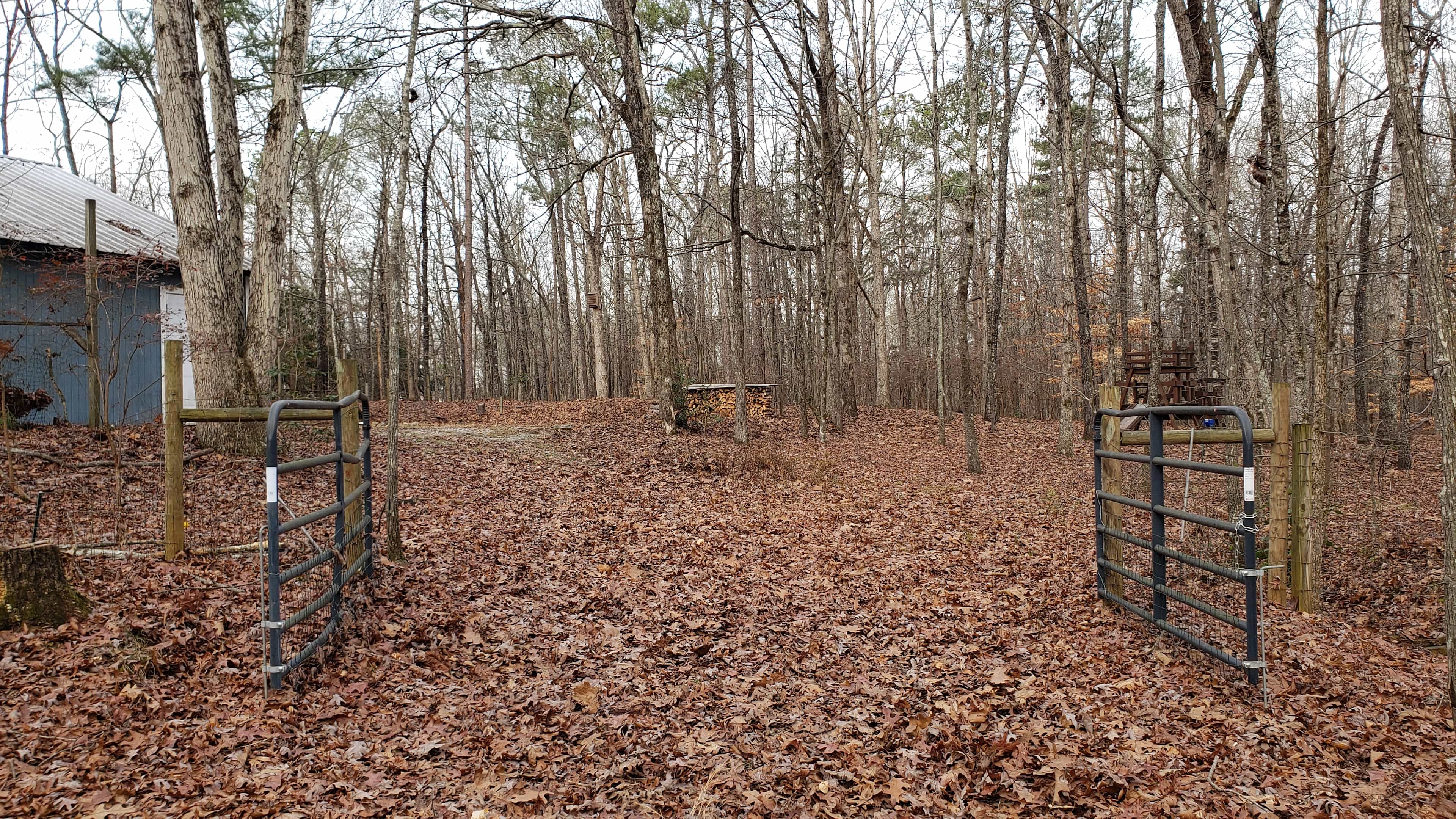 Entrance up the gravel driveway to our gravel pad
