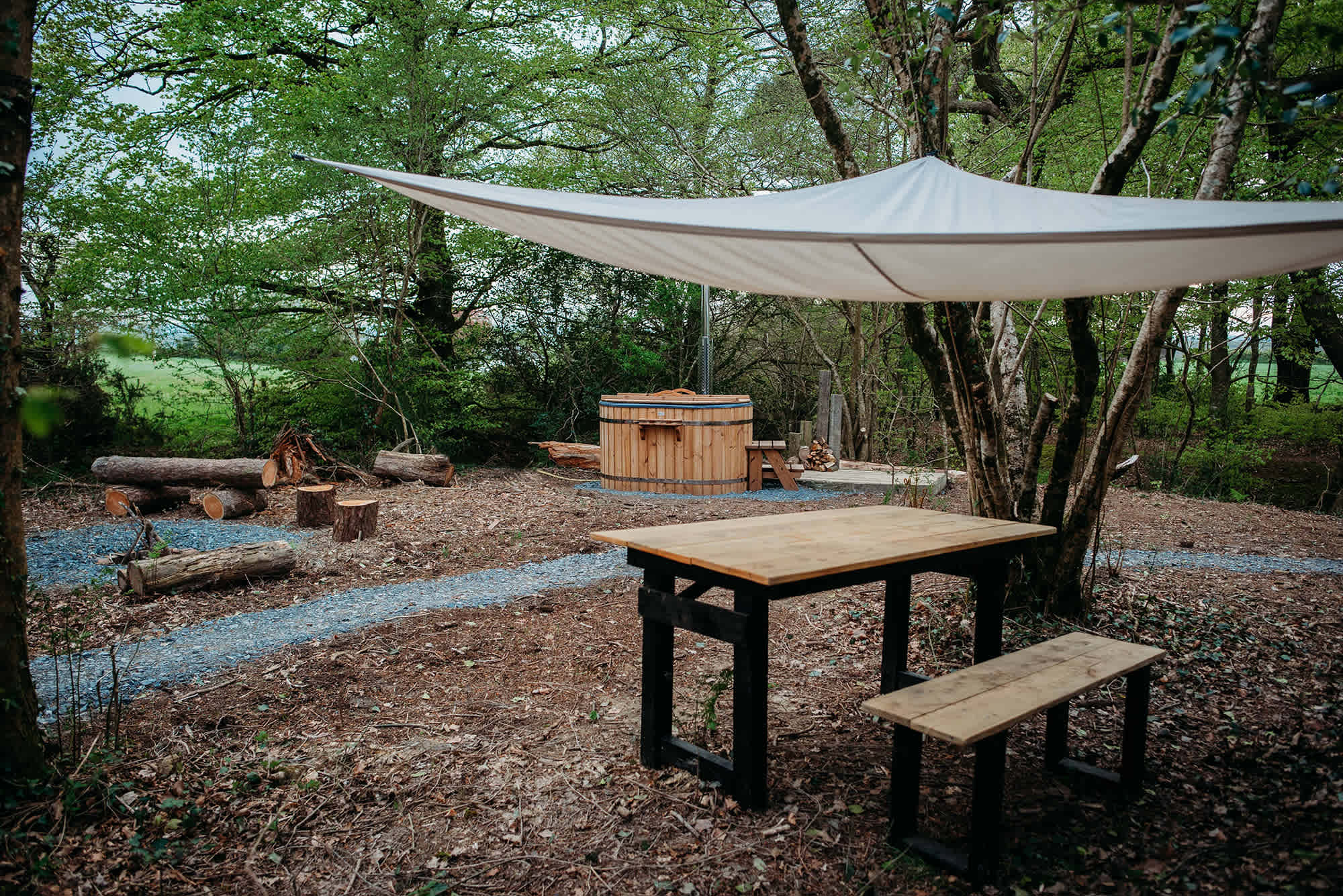 Private woodland in a shepherds hut