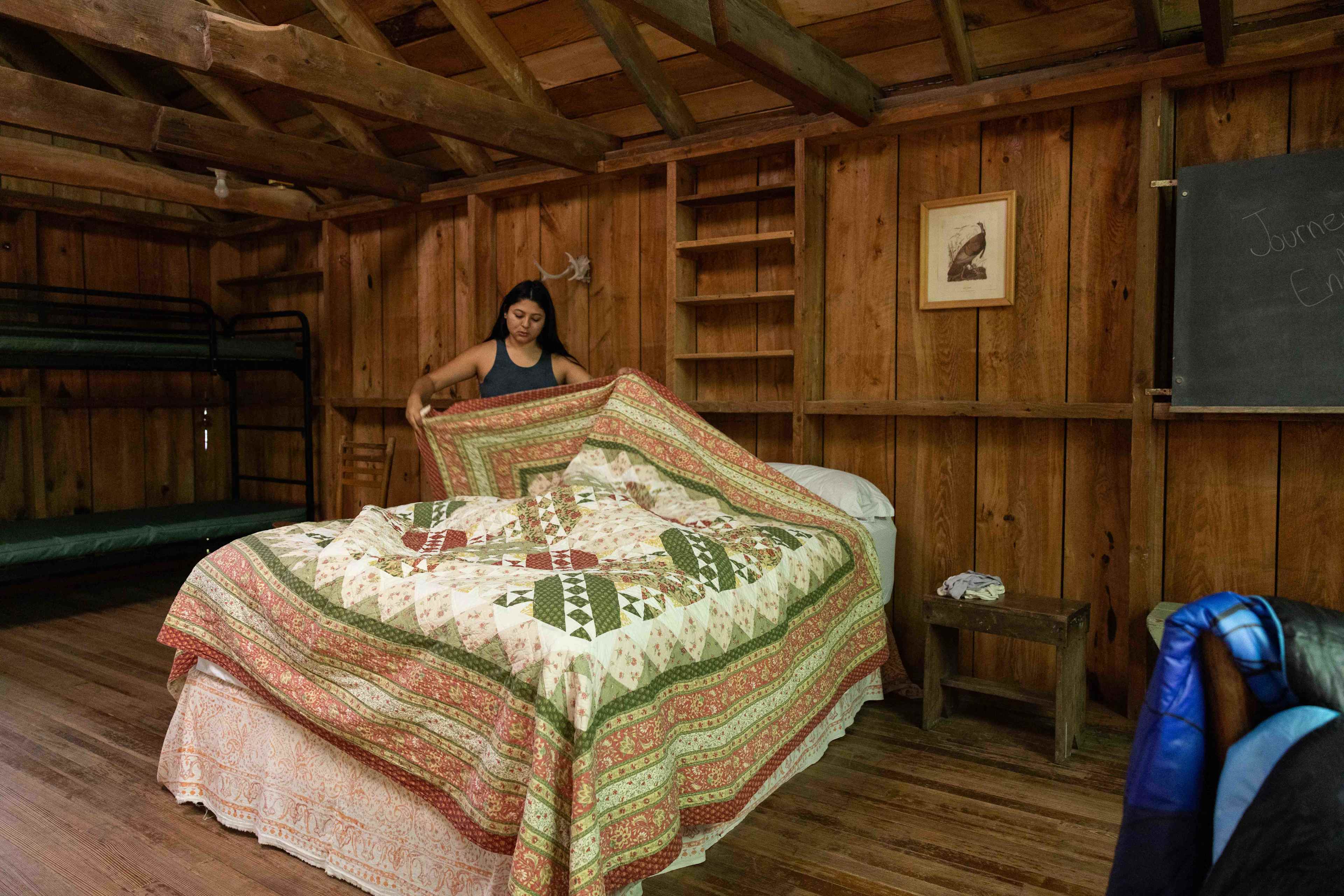 comfy and warm bed in the cabin