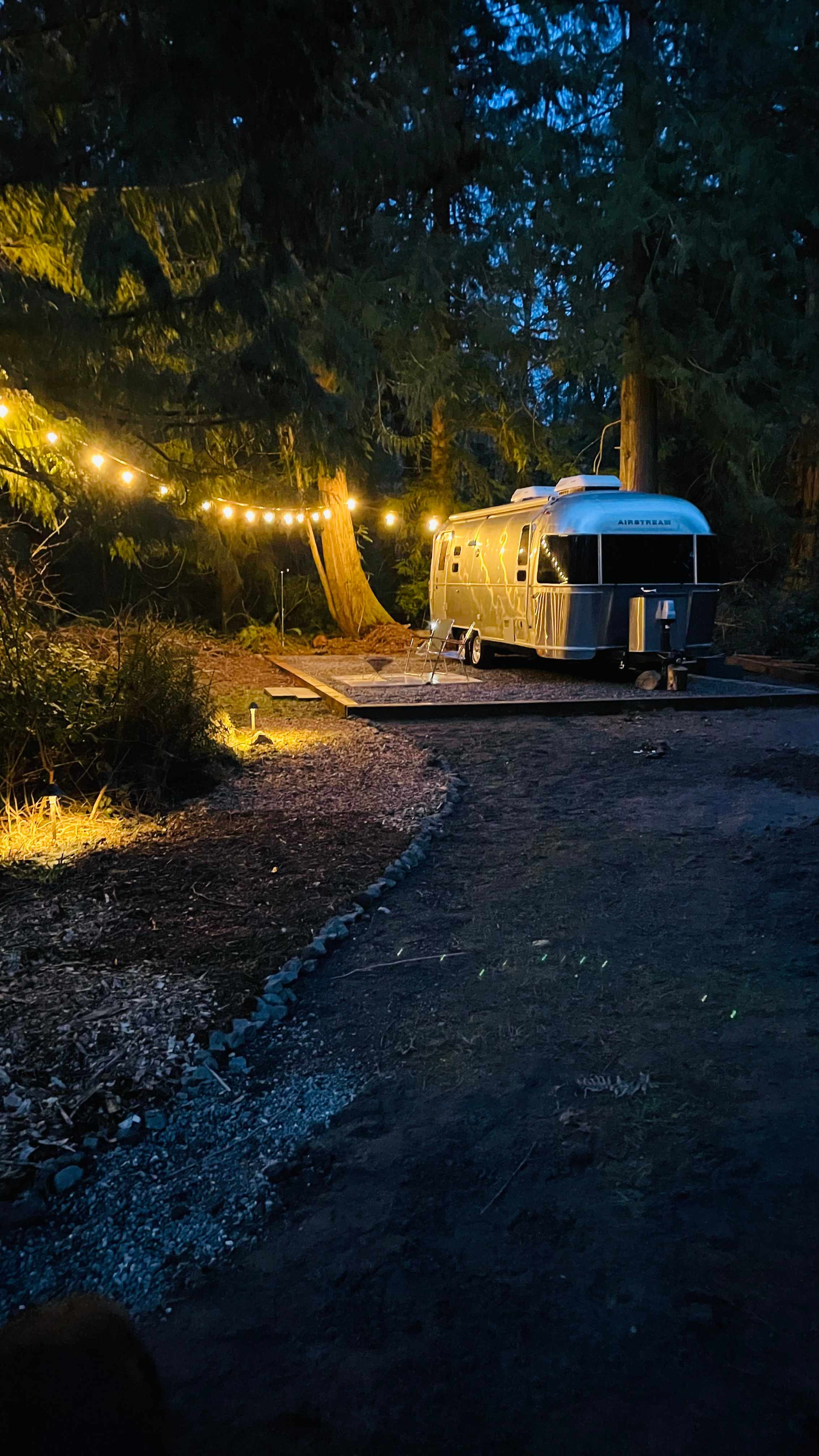 View from the house path towards the airstream.