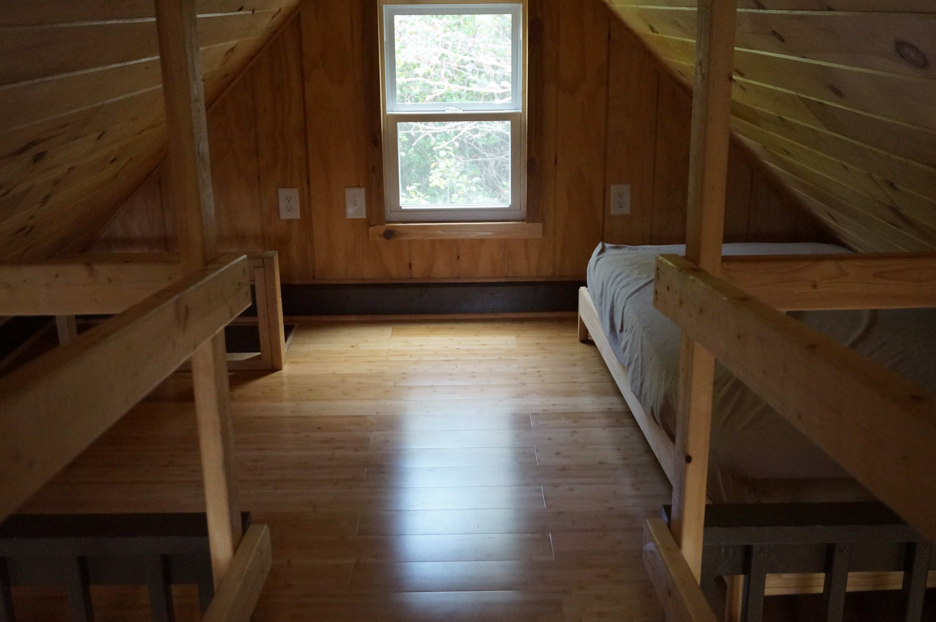large blue cabin