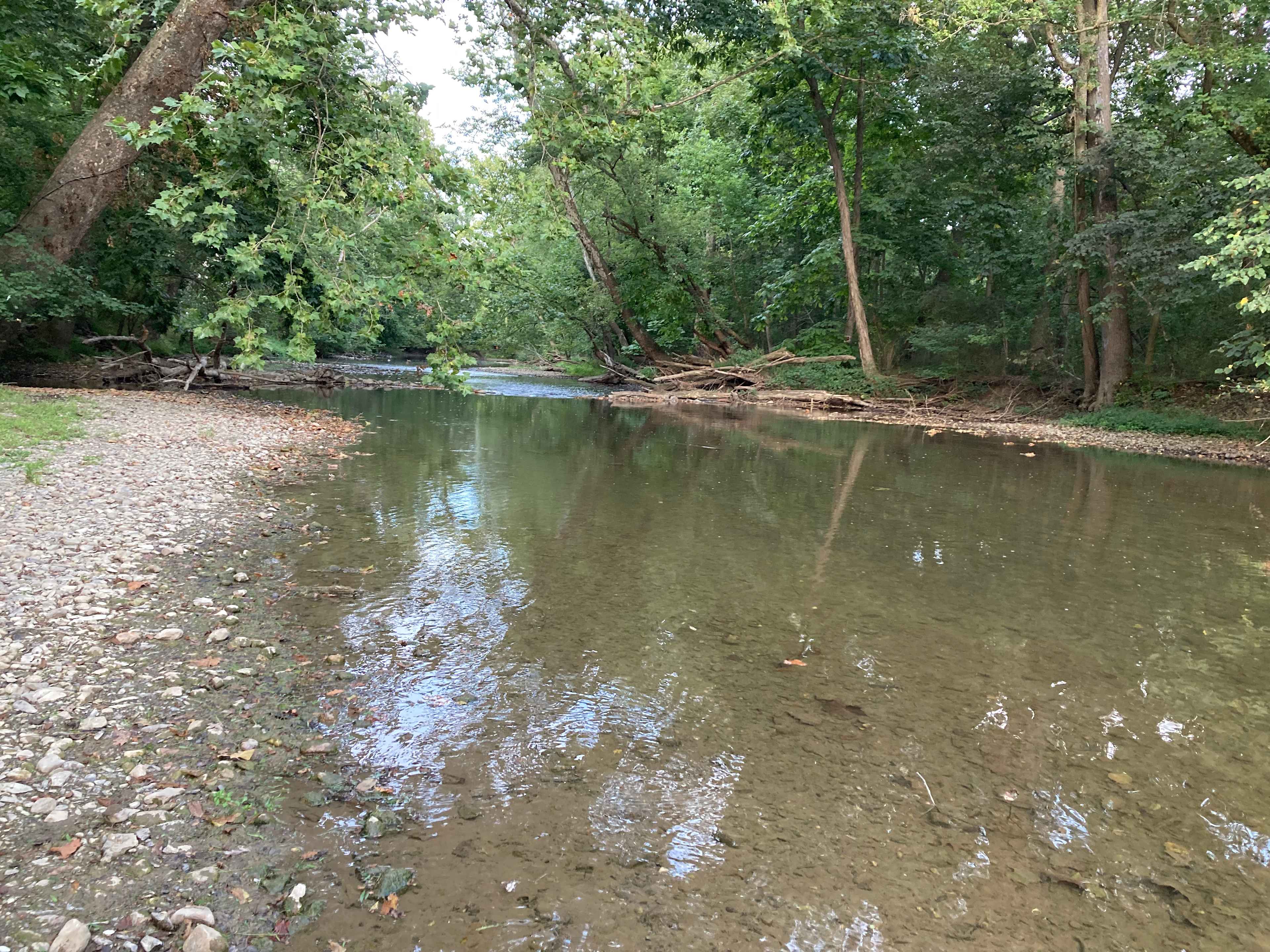 Picture of creek looking downstream from beach, picture was taken during very low water