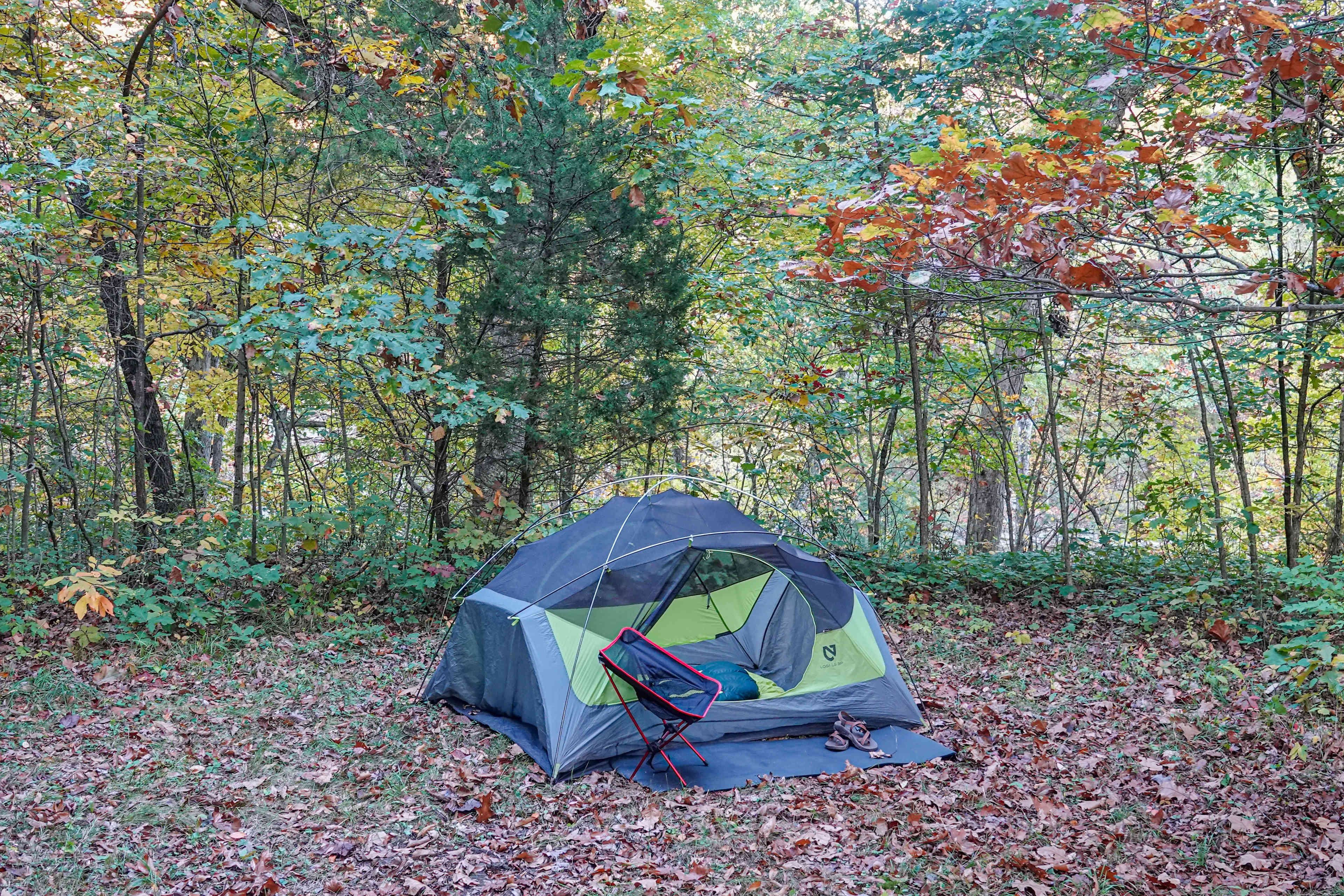 A tent spot in the free camp area