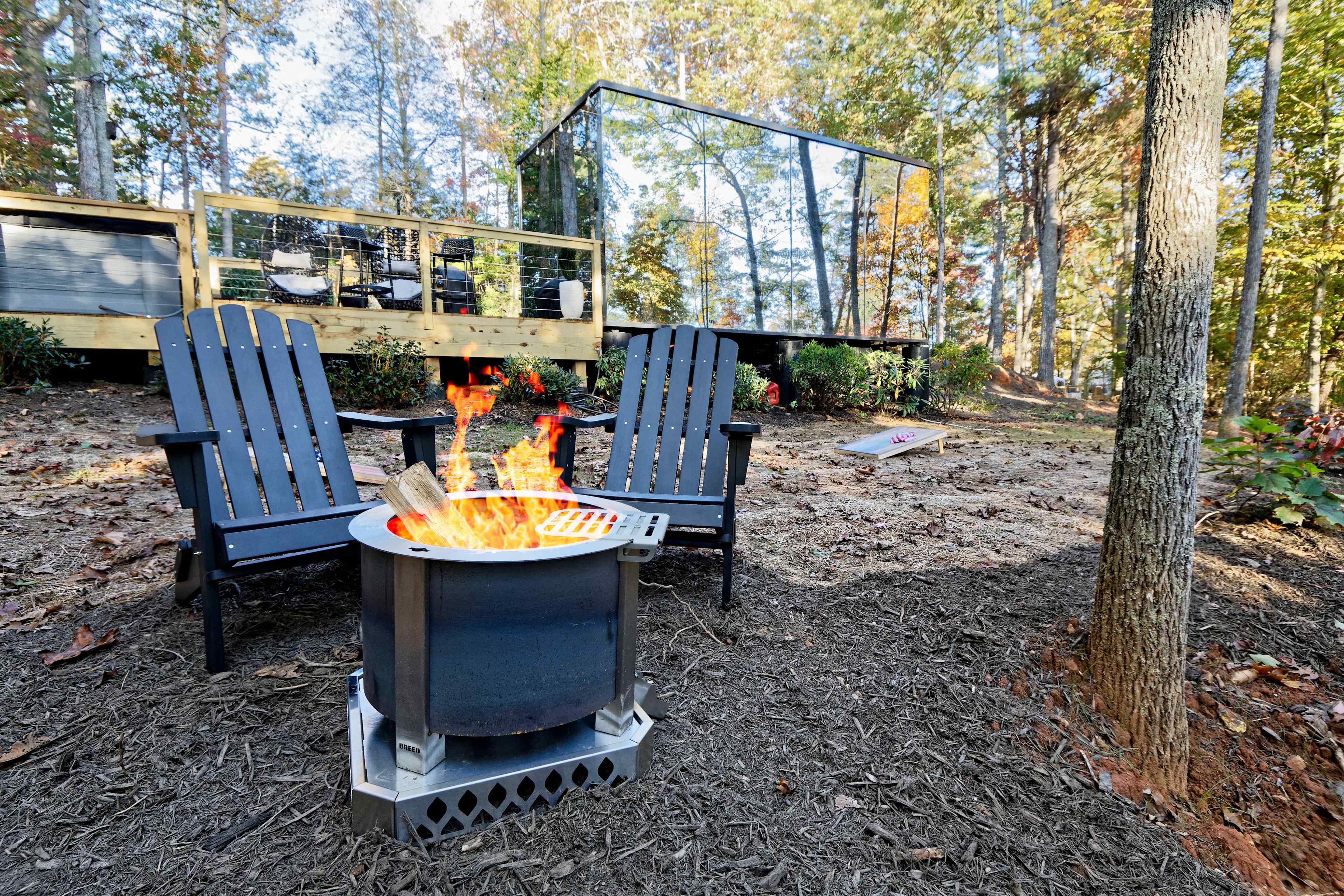 Smokeless firepit awaits your arrival