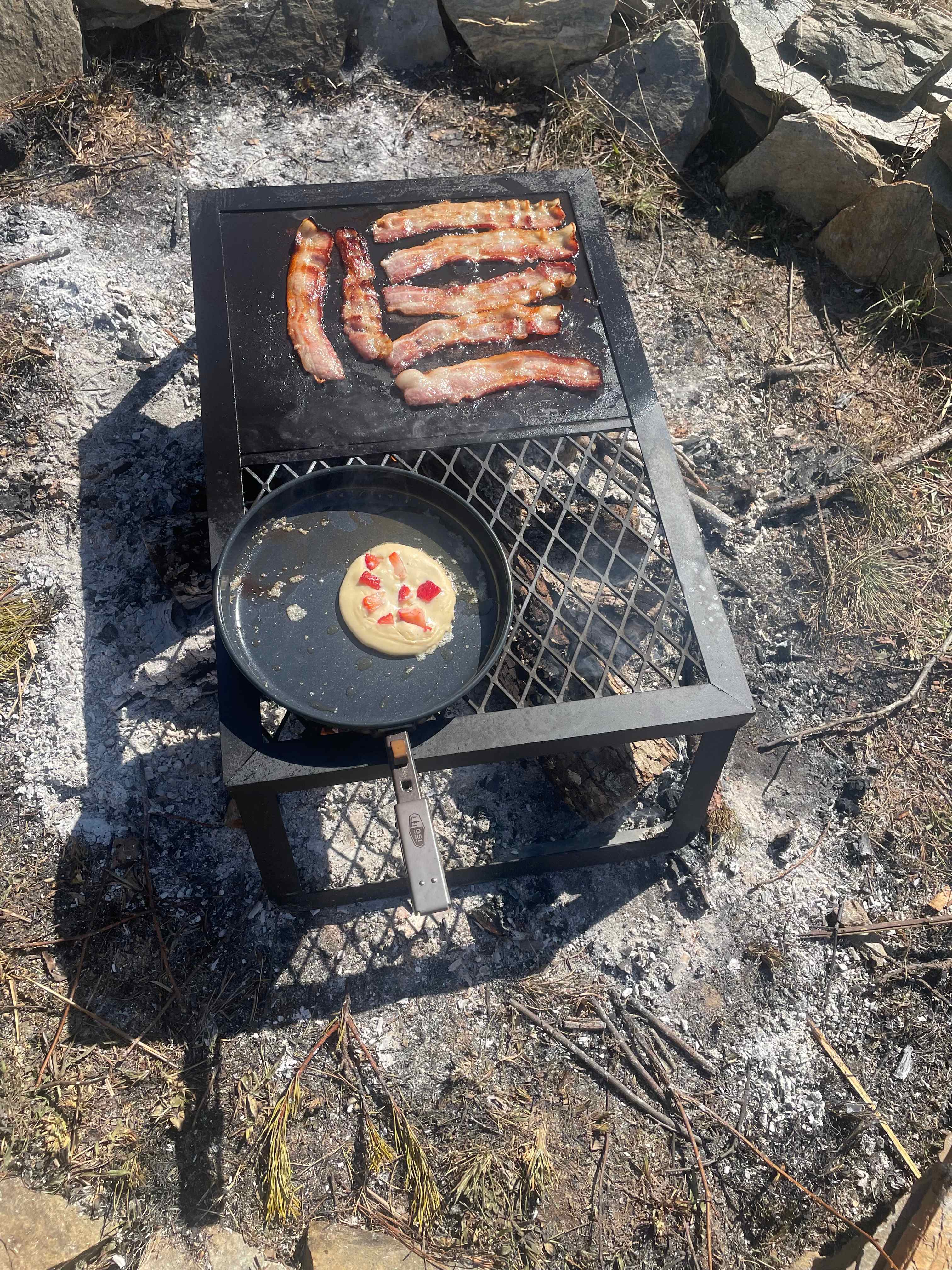 Large fire pit perfect for cooking