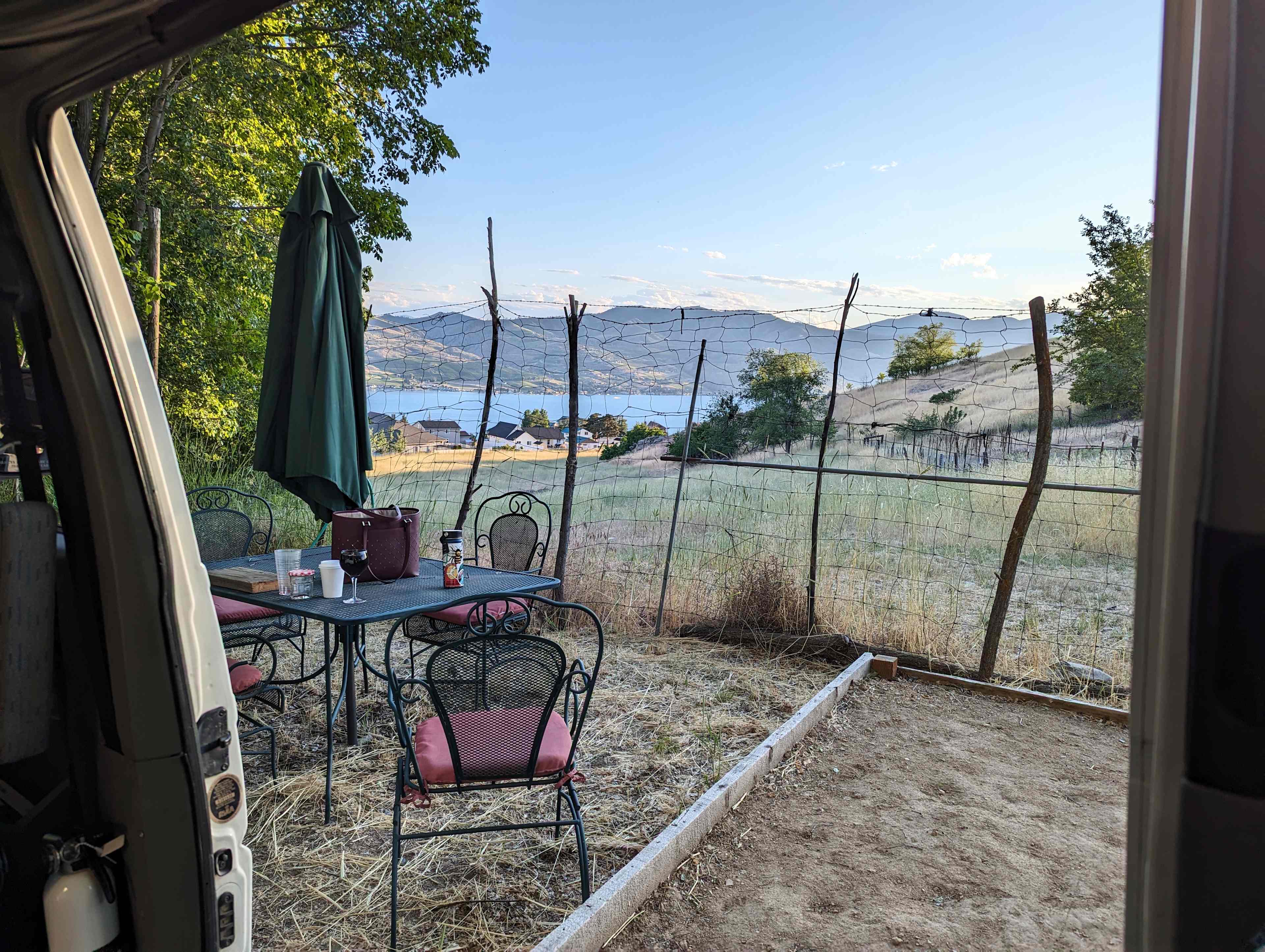 Secluded goat pasture and lake view