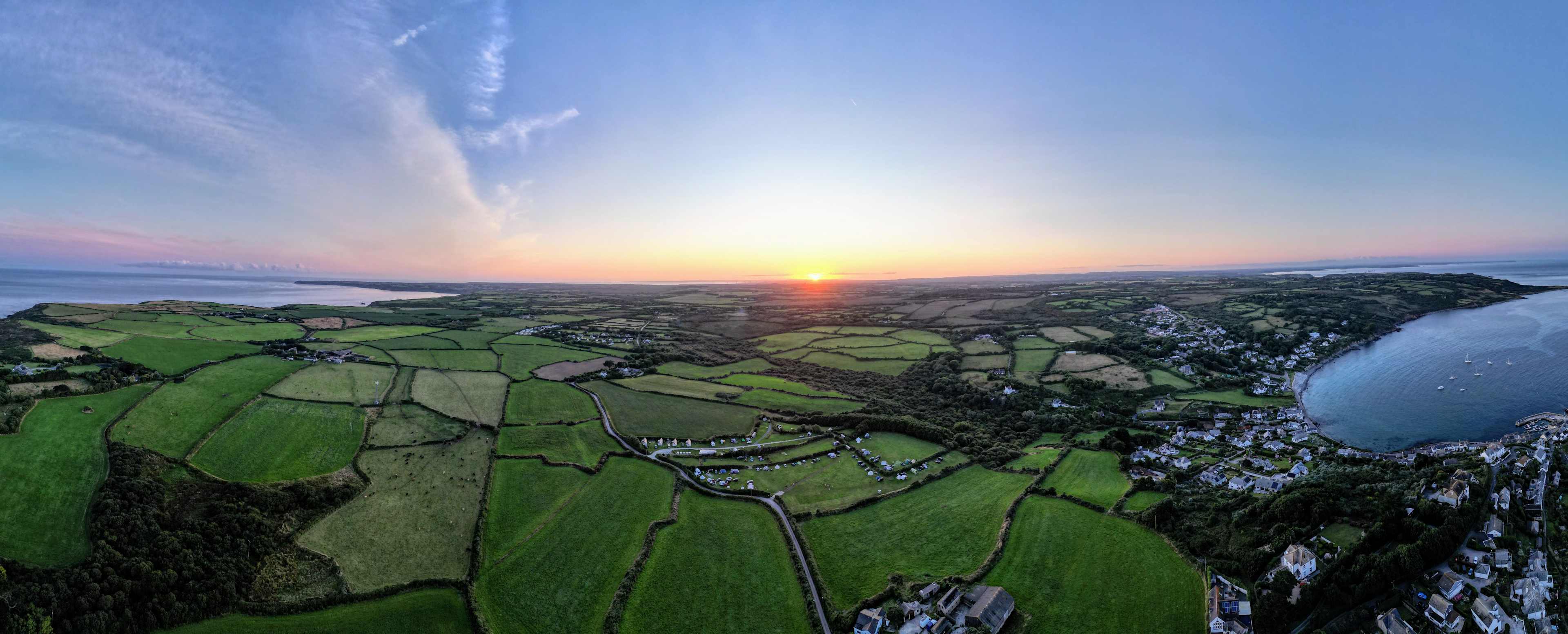 Sunset over Coverack Camping and the Lizard Peninsula