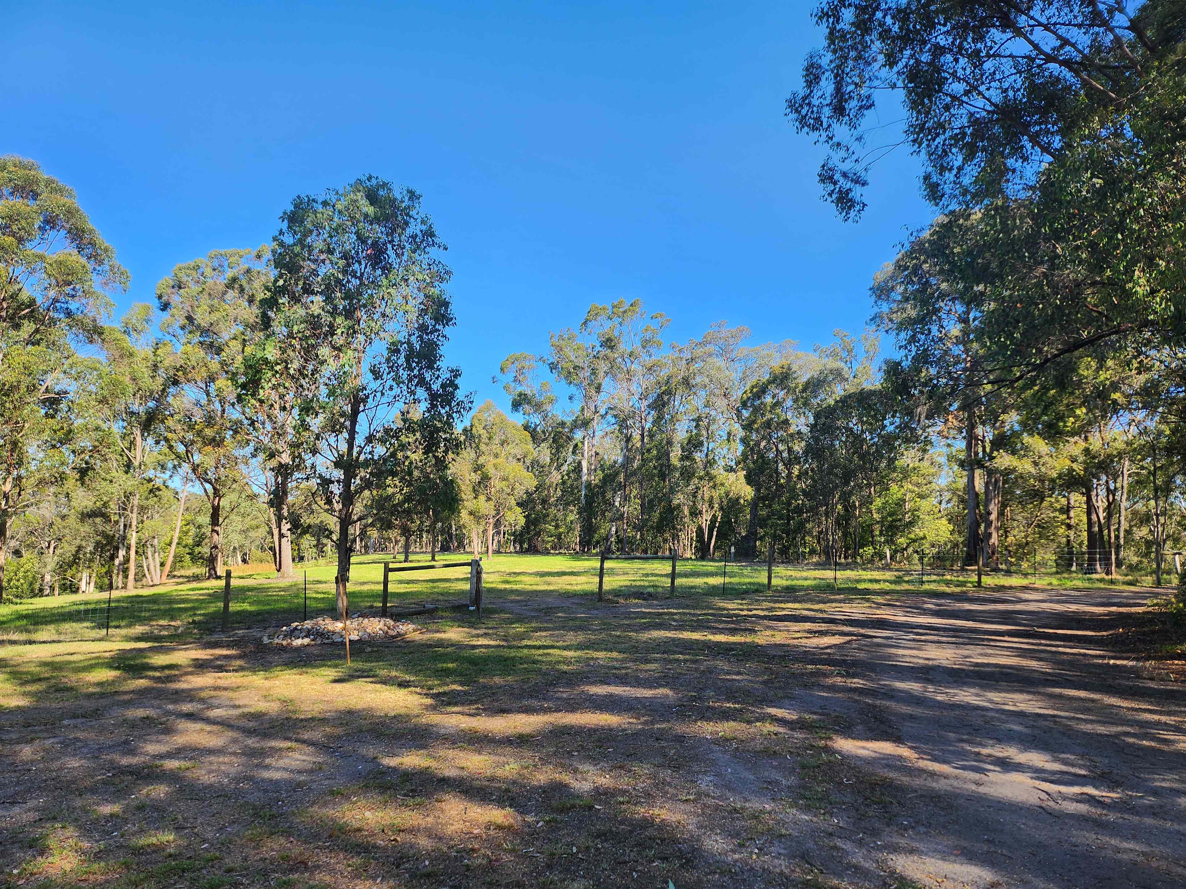Camping paddock showing driveway access then entry to camping paddock via second gate entry 
