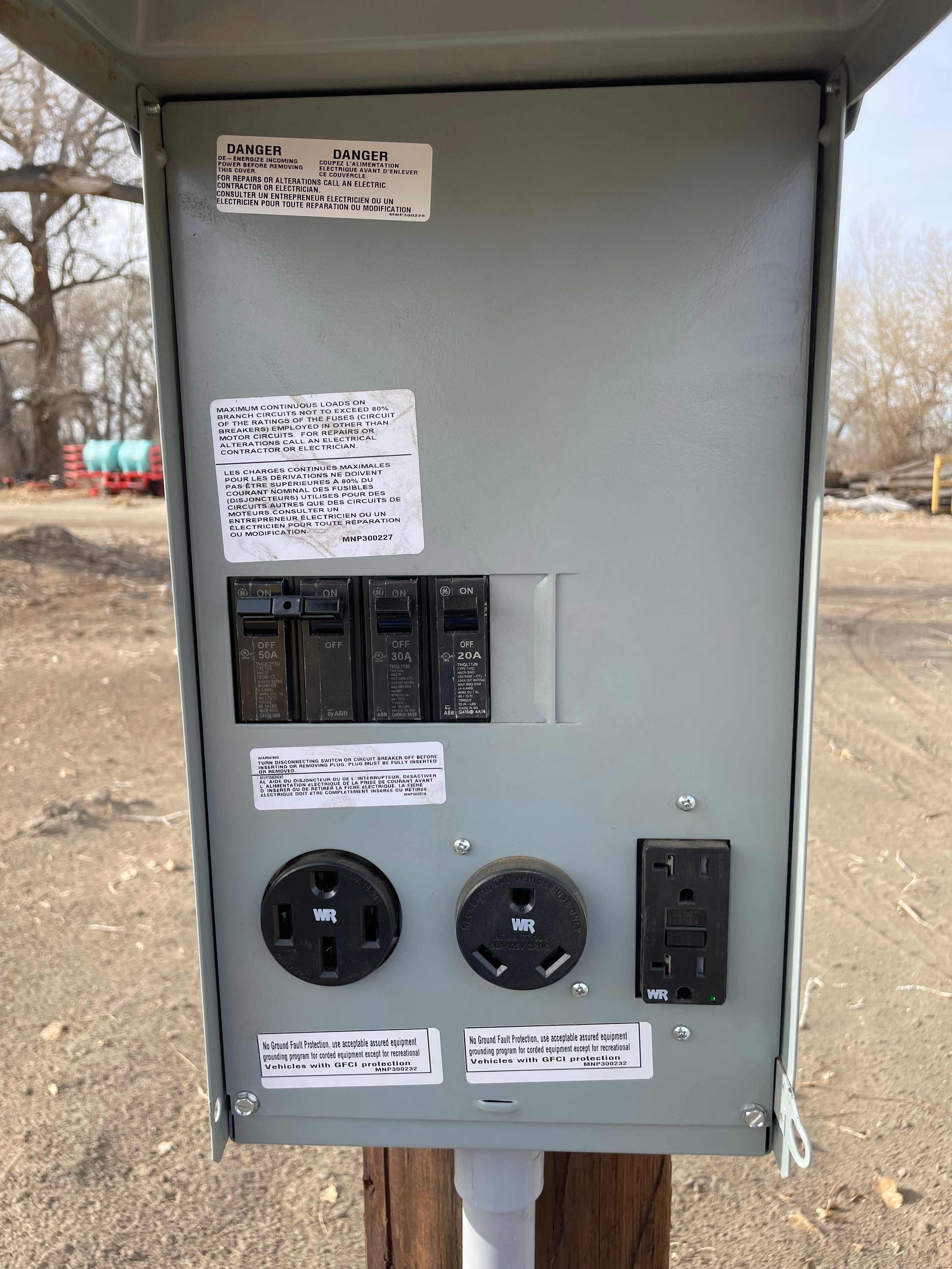 30 amp and 50 amp service. 