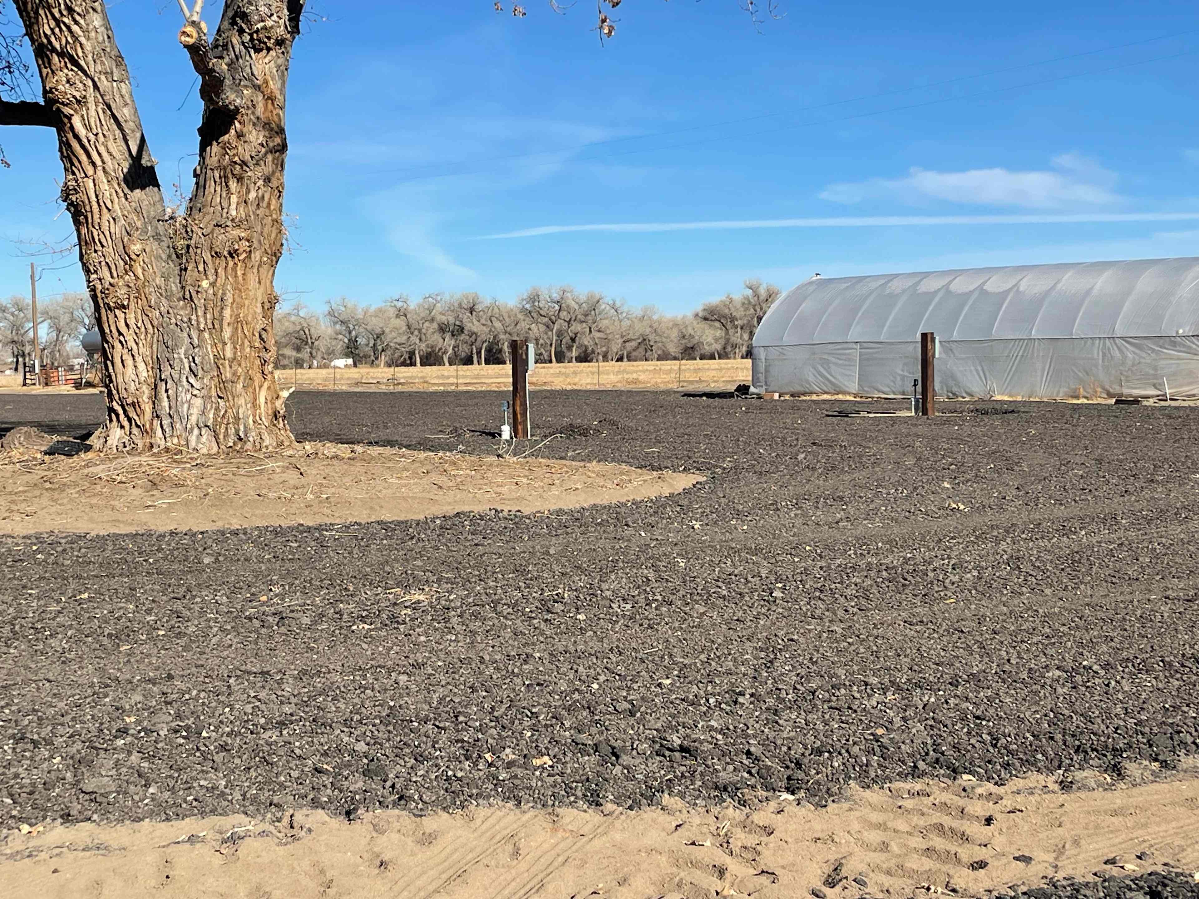 The gravel, pull through sites allow for easy access and room to easily park your RV. There is plenty of room to park extra vehicles and trailers.