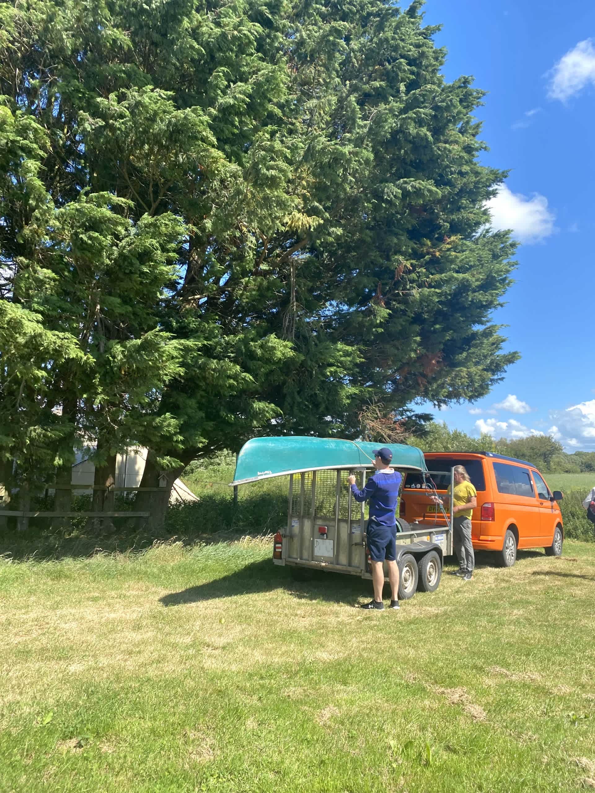 Grass Campsite with wooden jetty access to River Brue