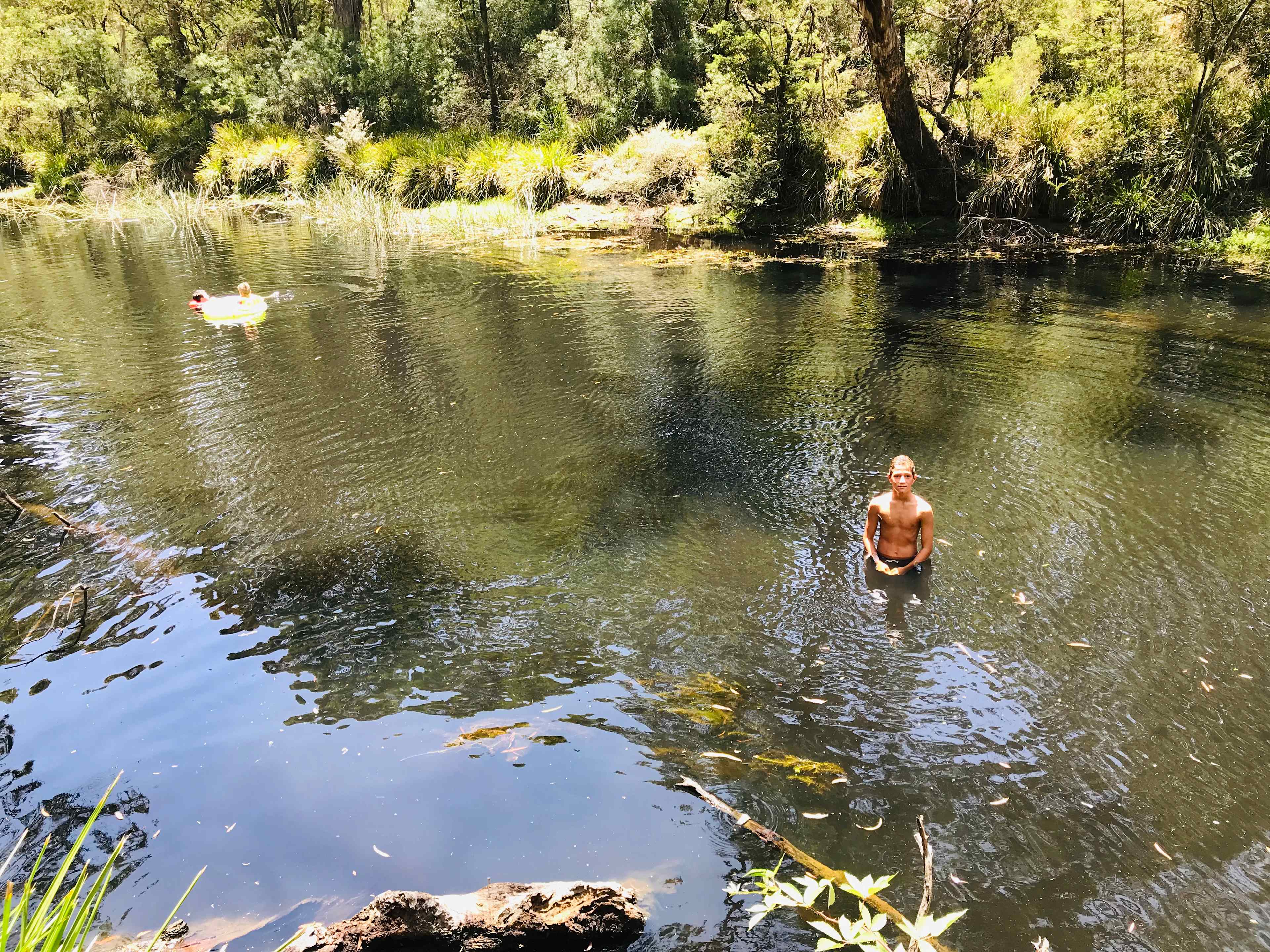 swimming in the river